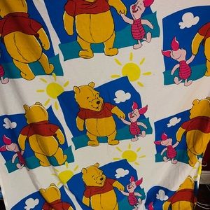 Vintage Winnie the Pooh piglet fabric bed sheet